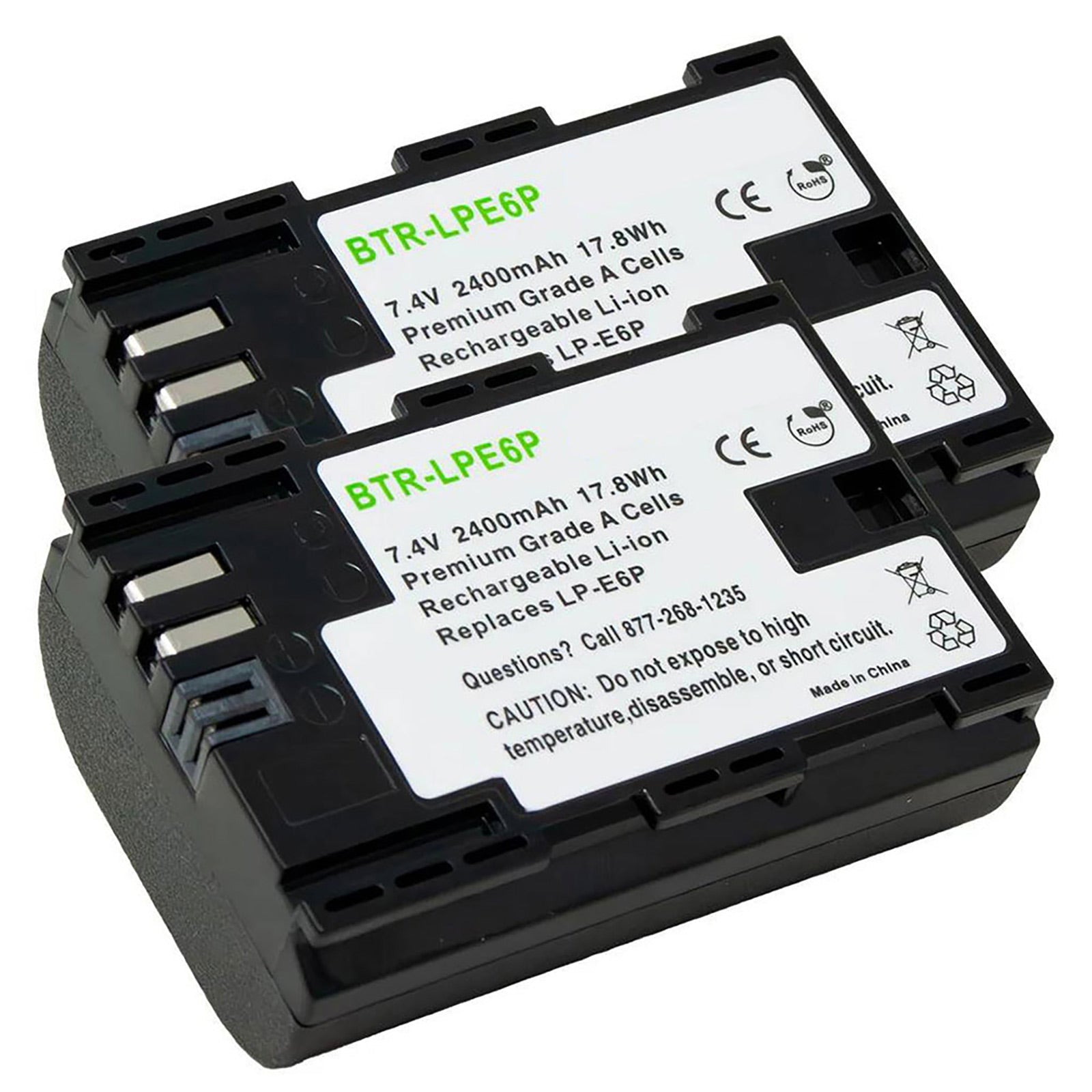 2-Pack) Canon EOS 6D Mark II Replacement Battery 2400mAh