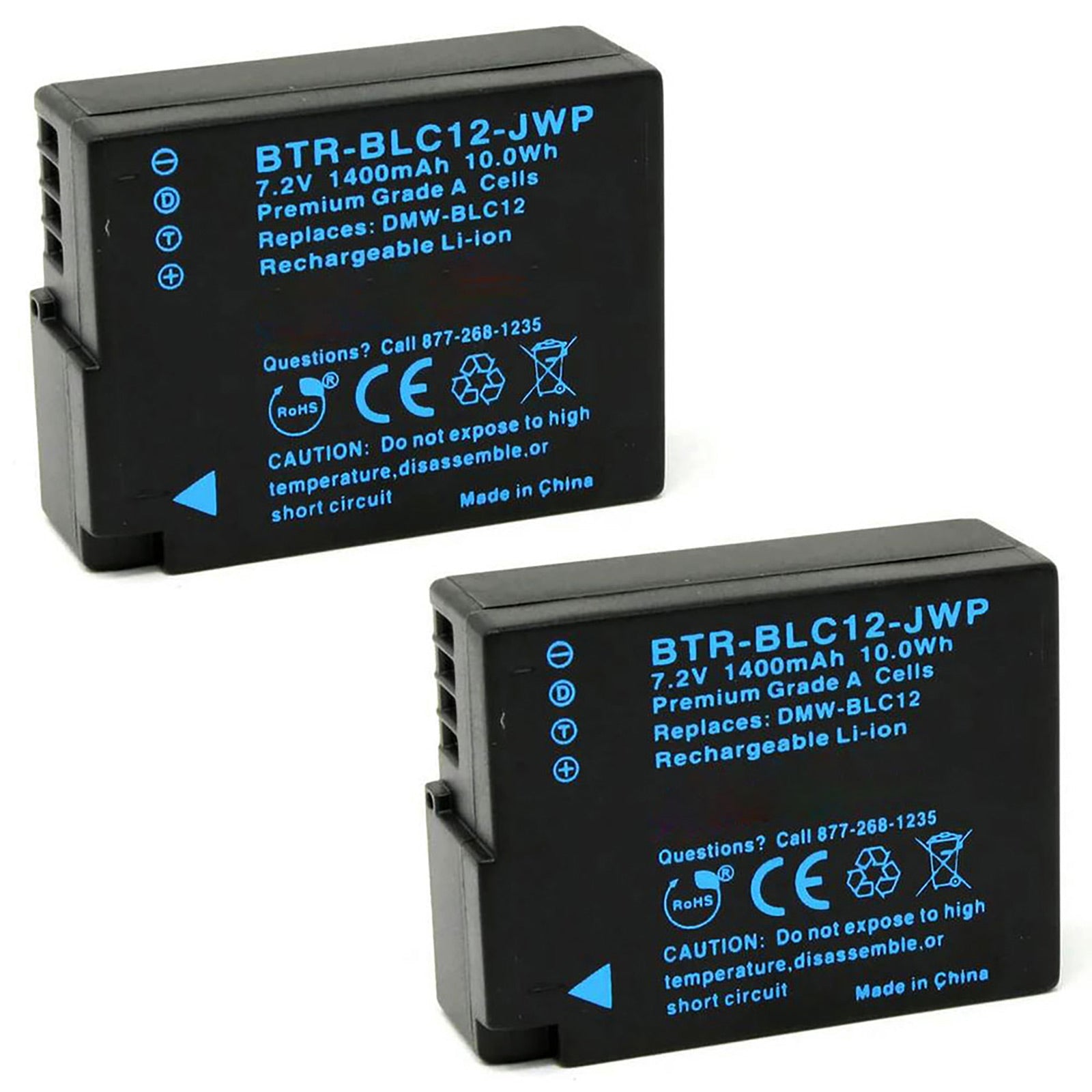 2-Pack) Lumix DMC-FZ200 Battery 1400mAh, Fully Decoded