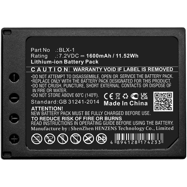 Olympus BLX-1 OM SYSTEM OM-1 Battery 1600mAh-3