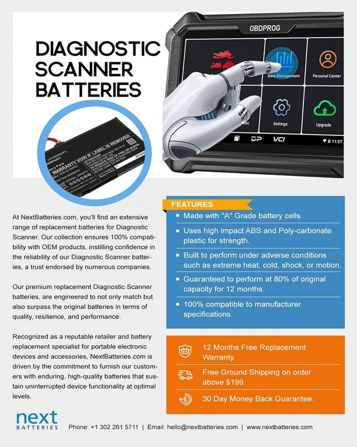 XTOOL AHB9858102 D9 D9 Pro Scan Tool Battery 10000mAh-6