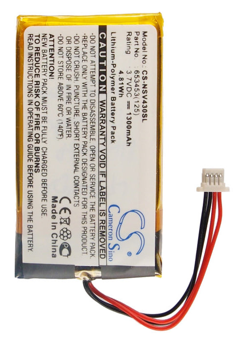 Insignia 653453(125) NS-NCV43 Battery 1300mAh Li-Polymer-4