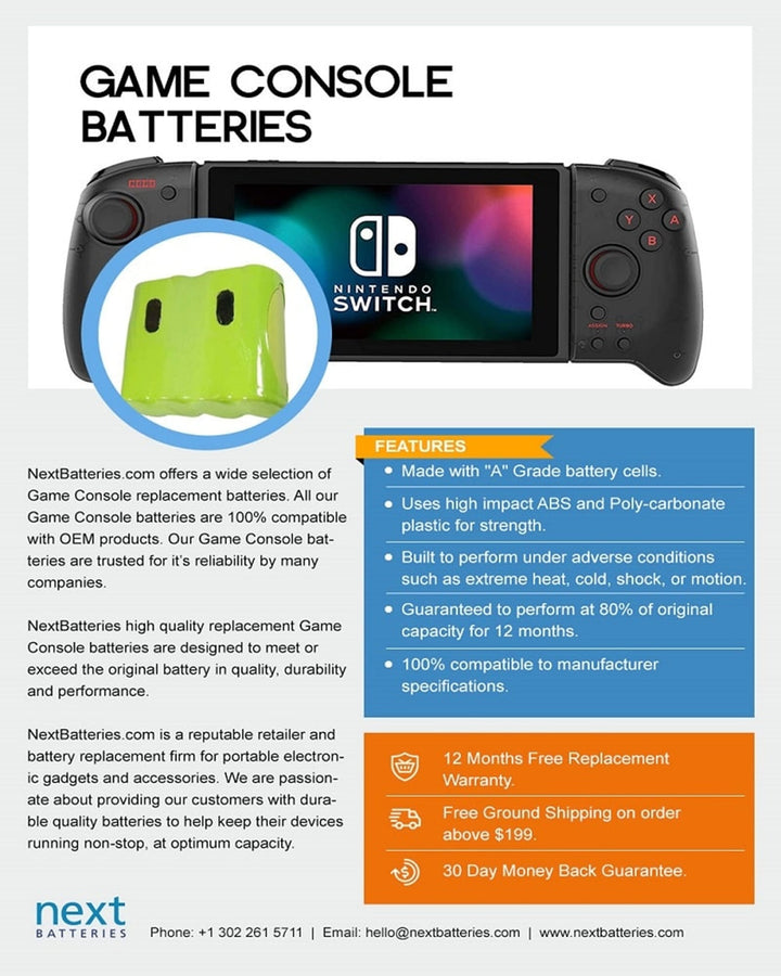 CS-SP130SL Battery | 650mAh Li-ion Game Console Battery – NextBatteries.com