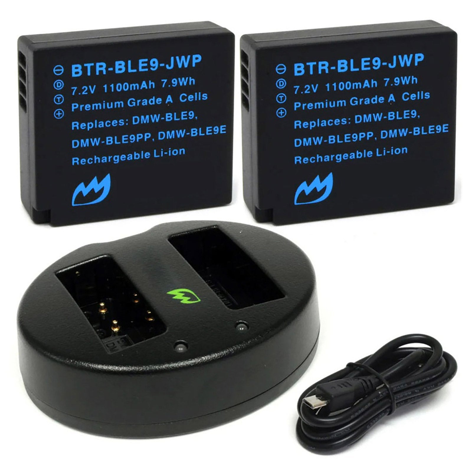 Panasonic LUMIX DC-TZ99 バッテリー2個＋チャージャー付 2-Pack) Lumix DC-ZS99 Battery 1100mAh & Dual Charger