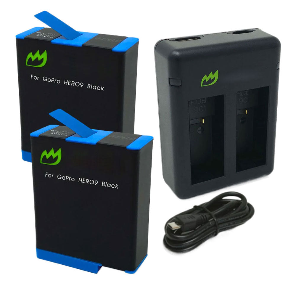 (2-Pack) GoPro HERO9 Black Battery 1730mAh & Dual Charger ...