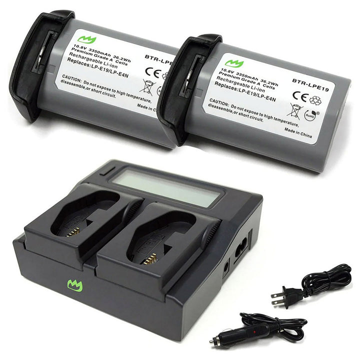 2-Pack) EOS-1D Mark III Battery 3350mAh & Dual Charger 