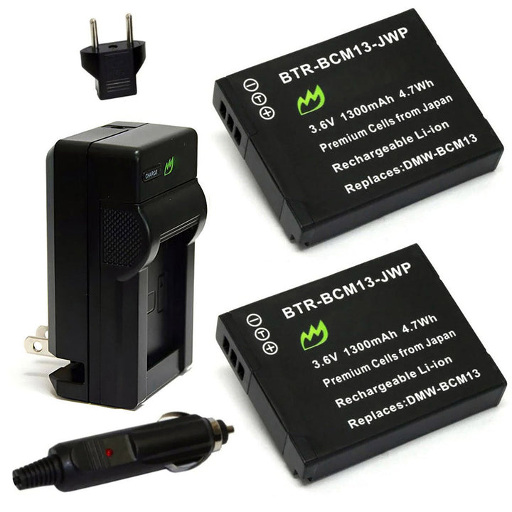 Panasonic Lumix DMC-TZ55 Battery 2-Pack 1300mAh Charger