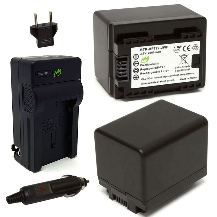 Canon VIXIA HF R500 Battery 2-Pack 2900mAh Charger