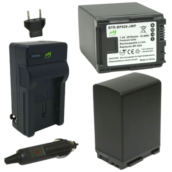 Canon XA20 Battery 2-Pack 2670mAh Charger