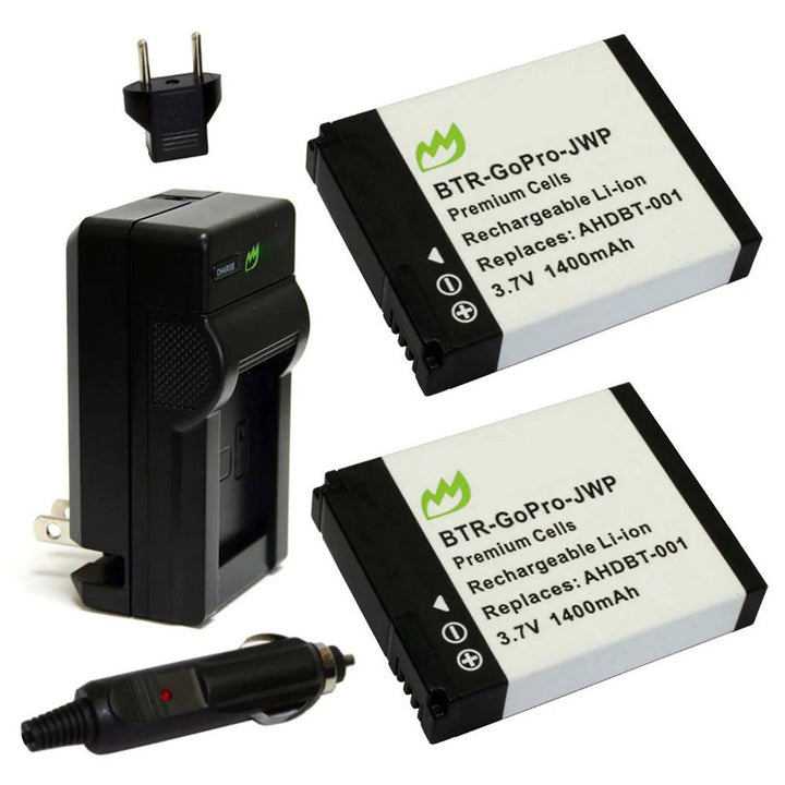 GoPro HERO2 Battery 2-Pack 1400mAh Charger