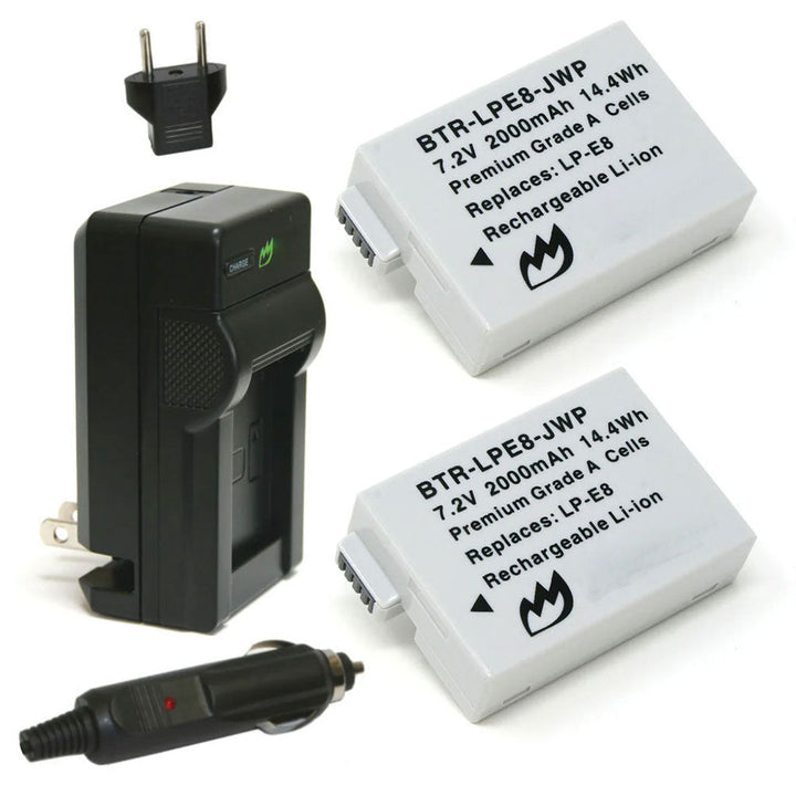 Canon EOS Rebel T5i Battery 2-Pack 2000mAh Charger