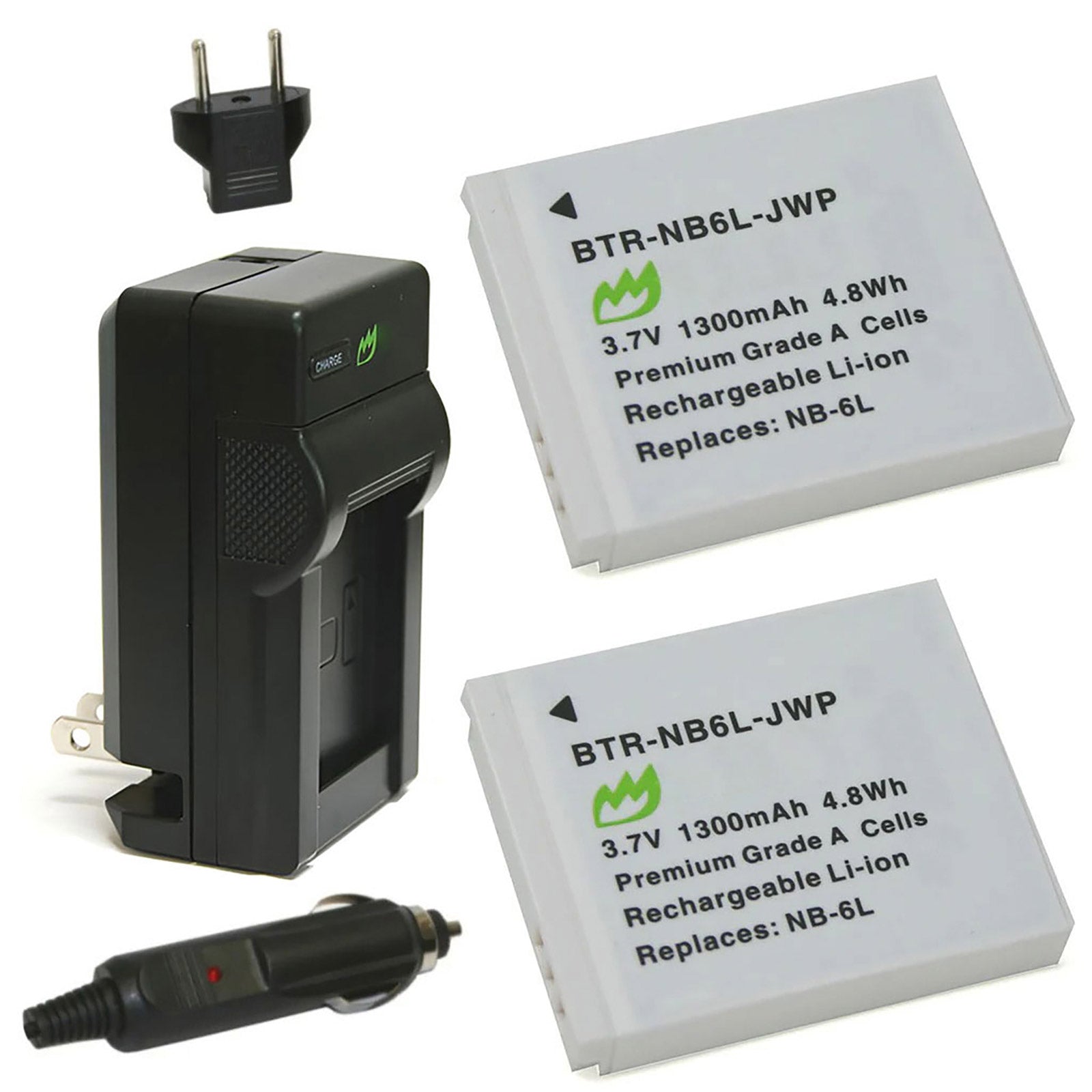2-Pack) Canon PowerShot S90 Battery 1300mAh & Charger