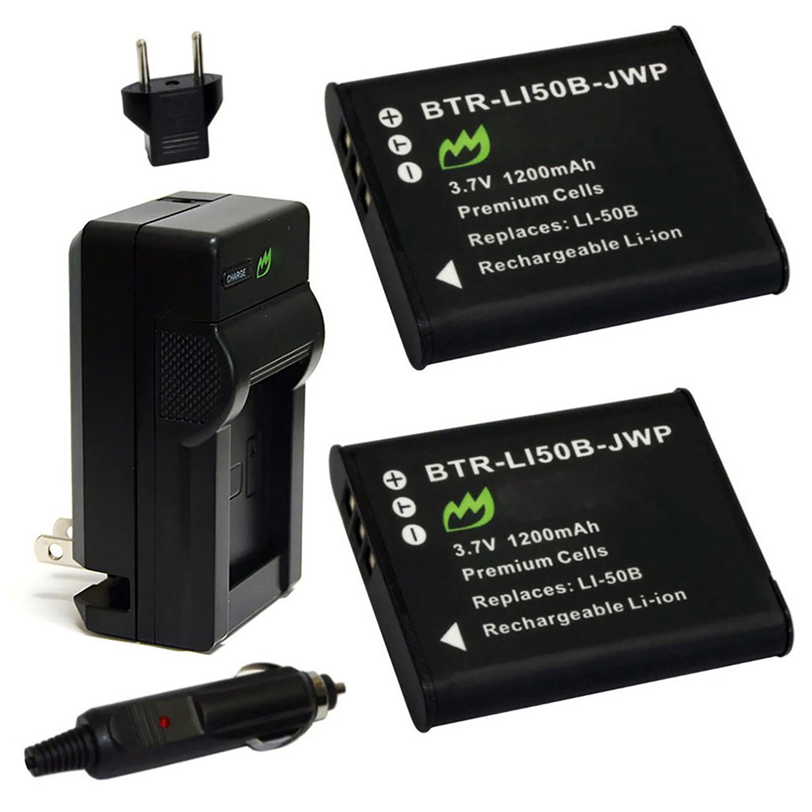 2-Pack) Olympus Tough TG-870 Battery 1200mAh & Charger