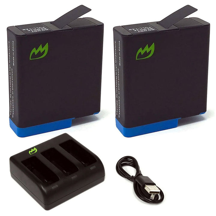 GoPro HERO5 Battery 2-Pack 1220mAh Triple USB-C Charger