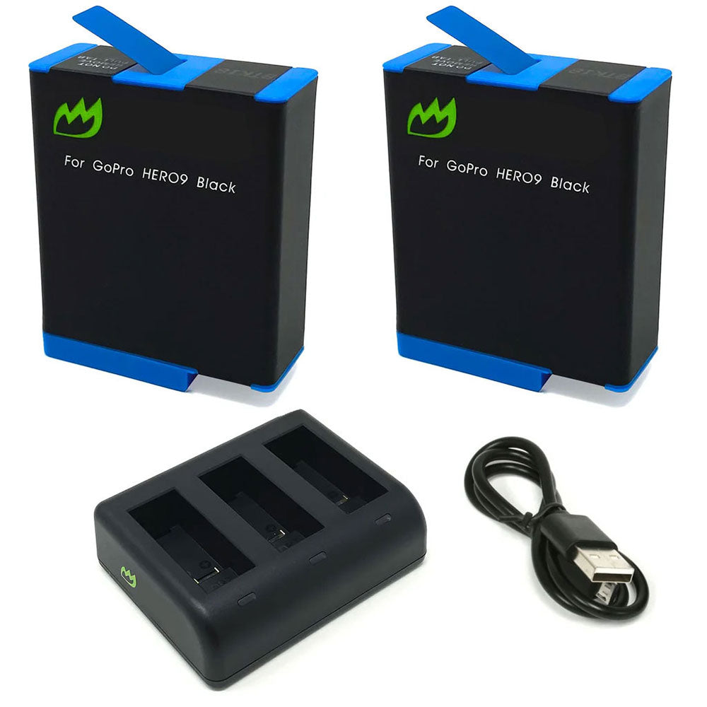 (2-Pack) GoPro HERO12 Battery 1730mAh & Triple Charger – NextBatteries.com