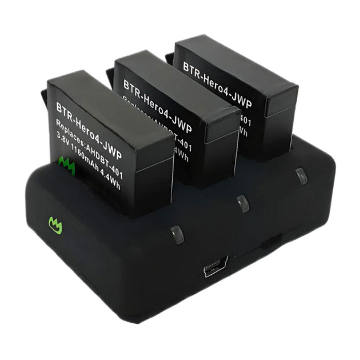 GoPro HERO4 Silver Battery 2-Pack 1160mAh Triple Charger-2