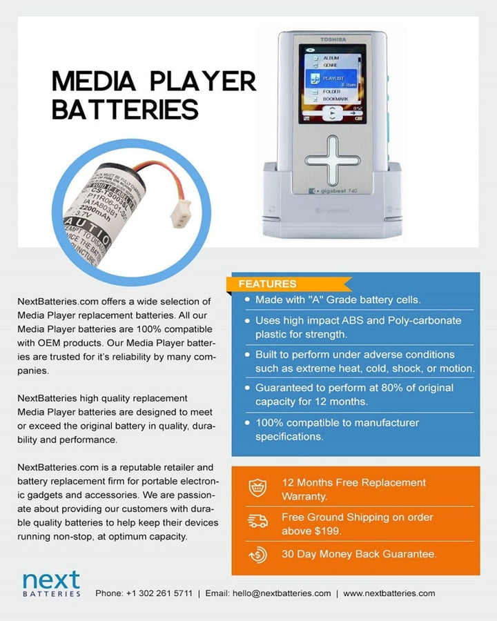 Gateway DMP-X20 DMP-X20 MP3 Player Battery 750mAh - 4