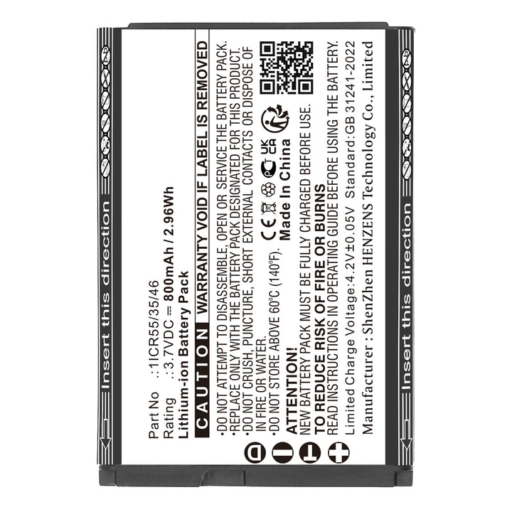 GEOSPACE 1ICR55/35/46, GSB-LHR, Line Health Recorder Battery 800mAh ...