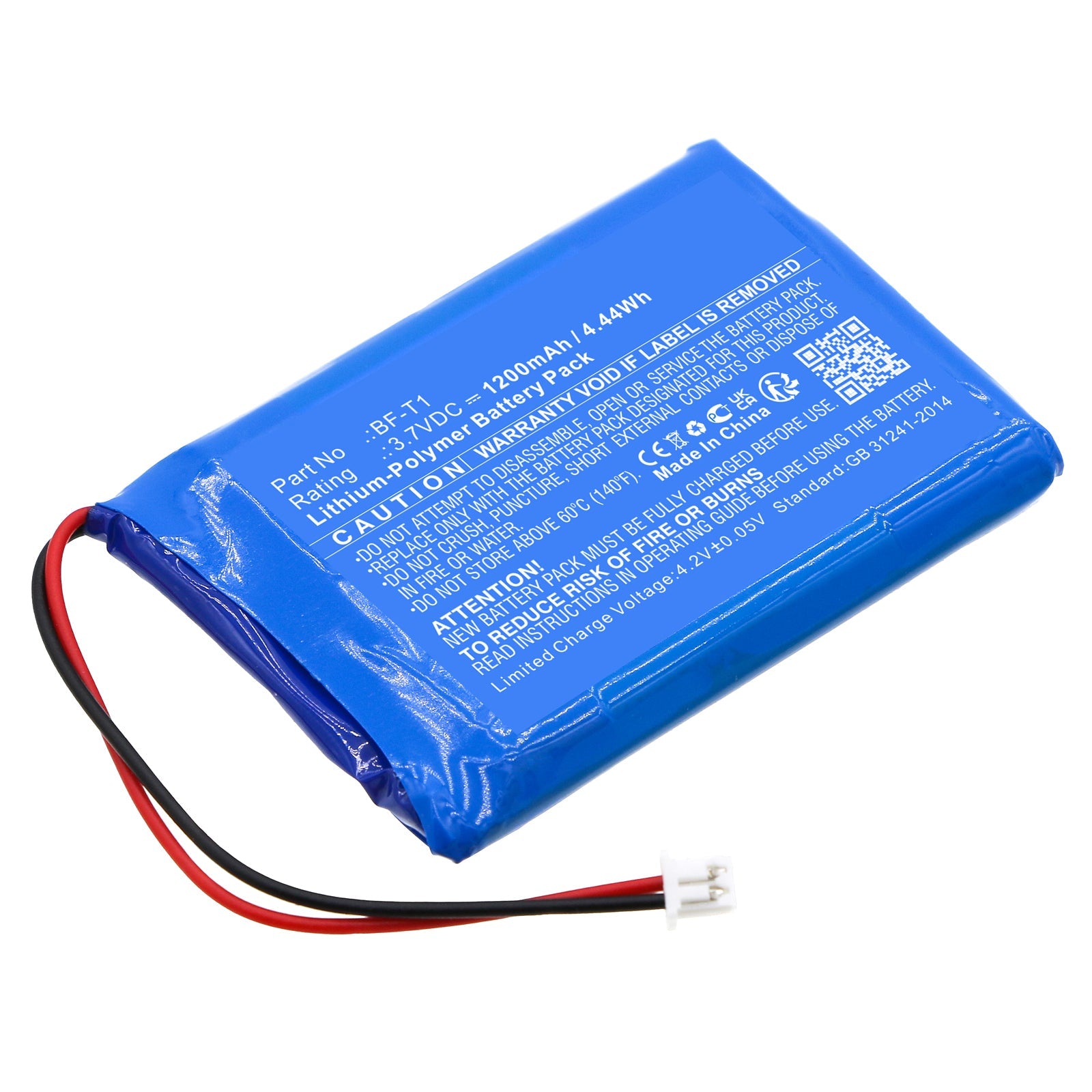 Batería De Repuesto Para Baofeng BF-T1 - Litio Polímero 1200mAh, 3.7V, Color Azul, Compatible Con BF-T1 UHF Y T1