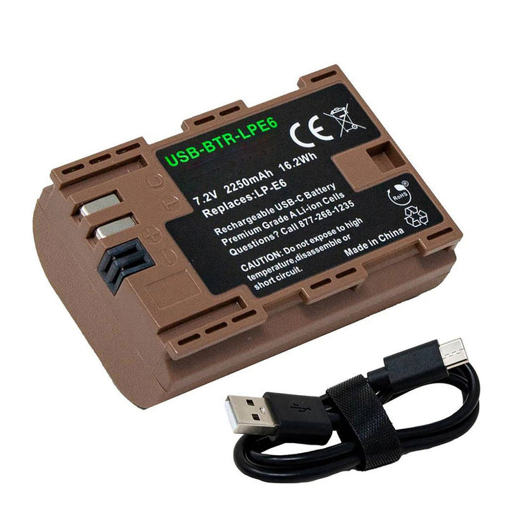 Canon EOS 90D Replacement Battery 2250mAh with USB Charging ...