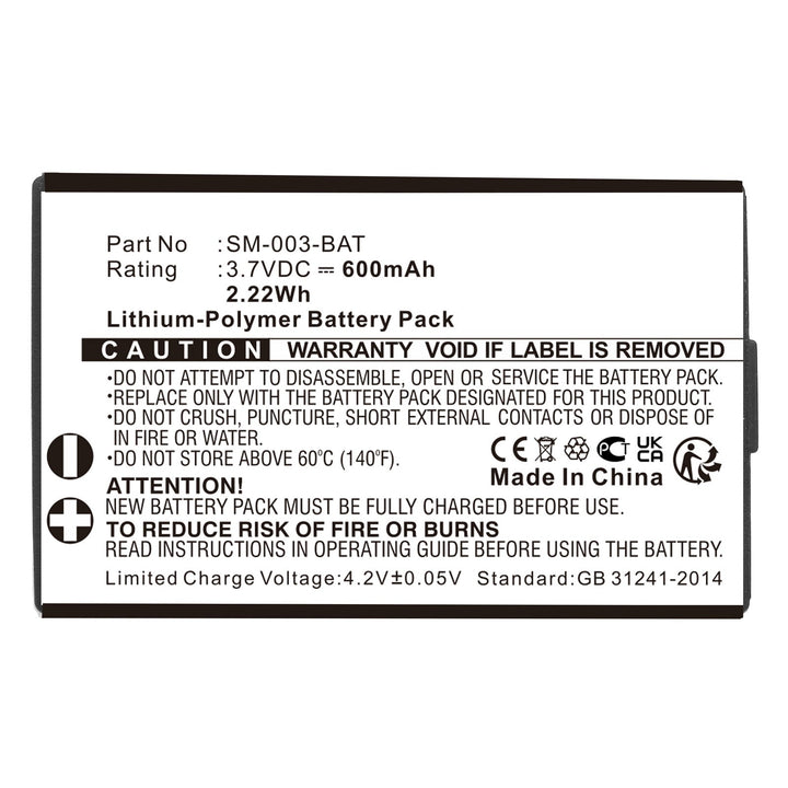 SIMOLIO SM-003-BAT BIG OVER EAR wireless TV heads SM-825D Pro Battery 600mAh Li-Polymer-3