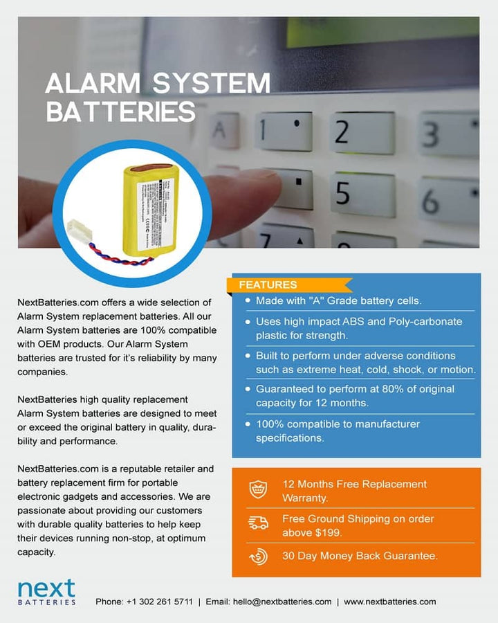 2GIG 228844 2000mAh Ni-MH Alarm System Battery - 4
