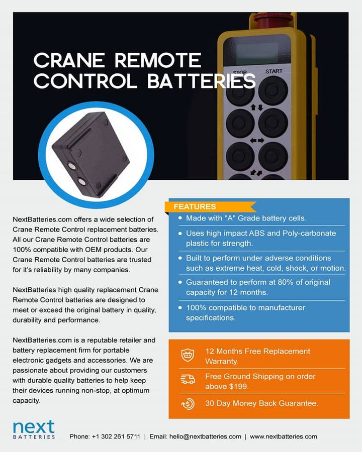 Hiab 804572 2000mAh Crane Remote Control Battery - 4