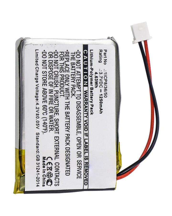 Dual 1ICP8/36/50 XGPS160 Battery 1250mAh - 3