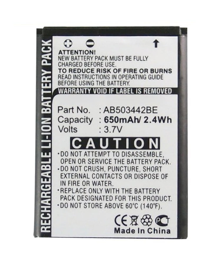 Samsung AB503442BE AB503442BU SGH-B110 Battery 650mAh - 3
