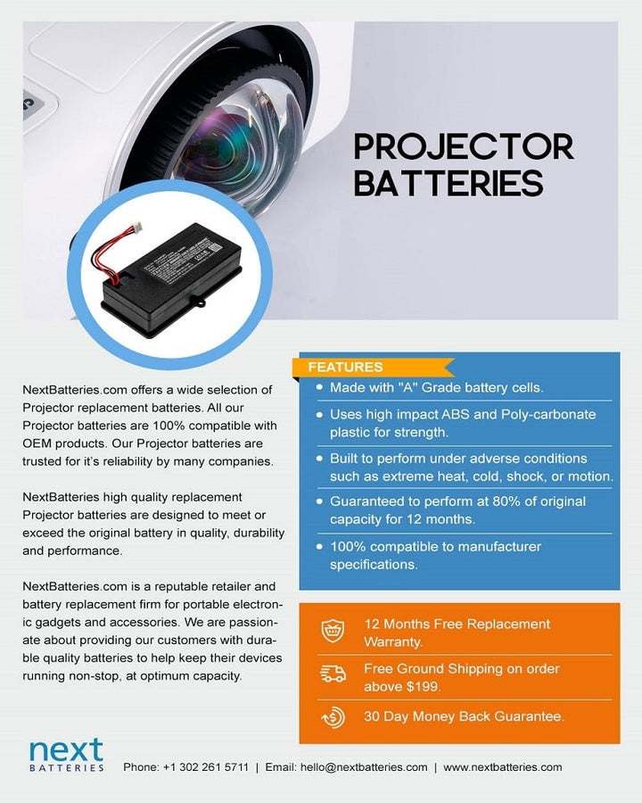 Optoma AP-60 BB-LIO37B BB-PK12ALIS Battery 1050mAh - 4