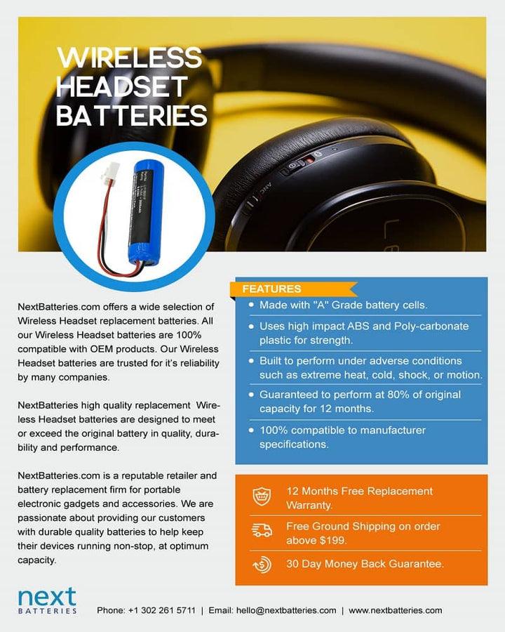 Plantronics CS65 240mAh Wireless Headset Battery - 4