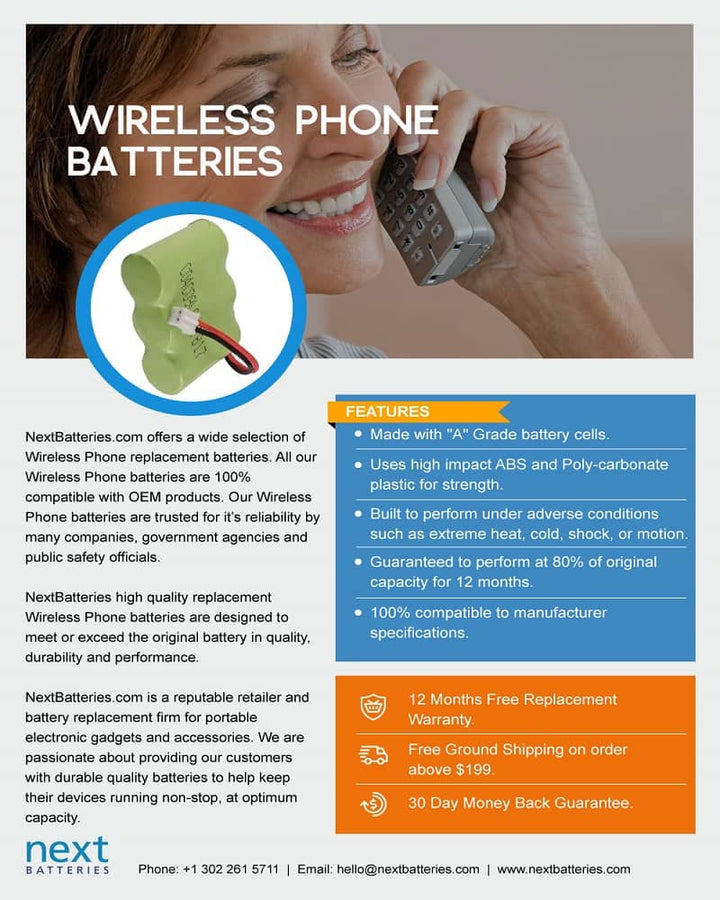 Batterie Remplacement Panasonic P-P301 Type 2 - 3.6V 600mAh Ni-MH - Compatible Téléphones Sans Fil, Appareils Anciens